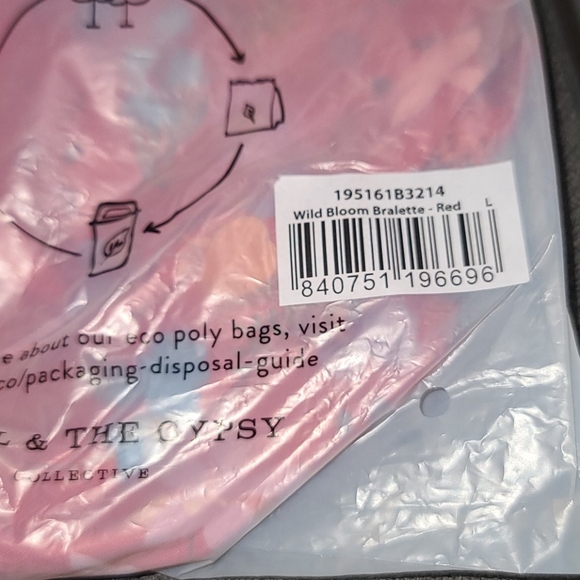 New spell designs FP wild bloom red bralette bra L - Picture 9 of 14